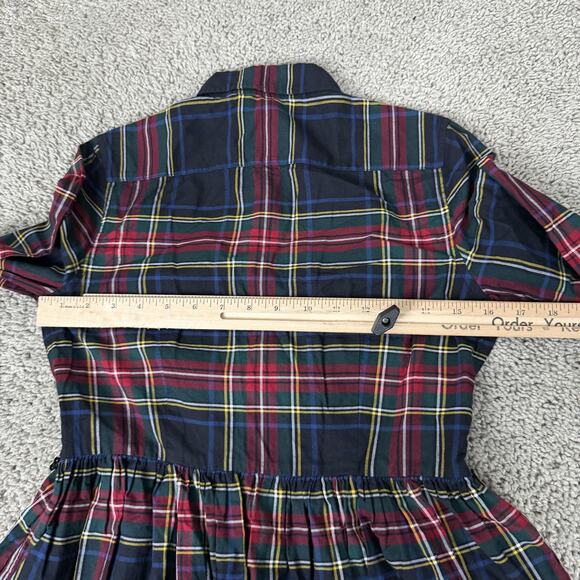 Polo Ralph Lauren Dress Girls 16 Navy Red Plaid Button Front Shirt Dress Cotton - Picture 10 of 12